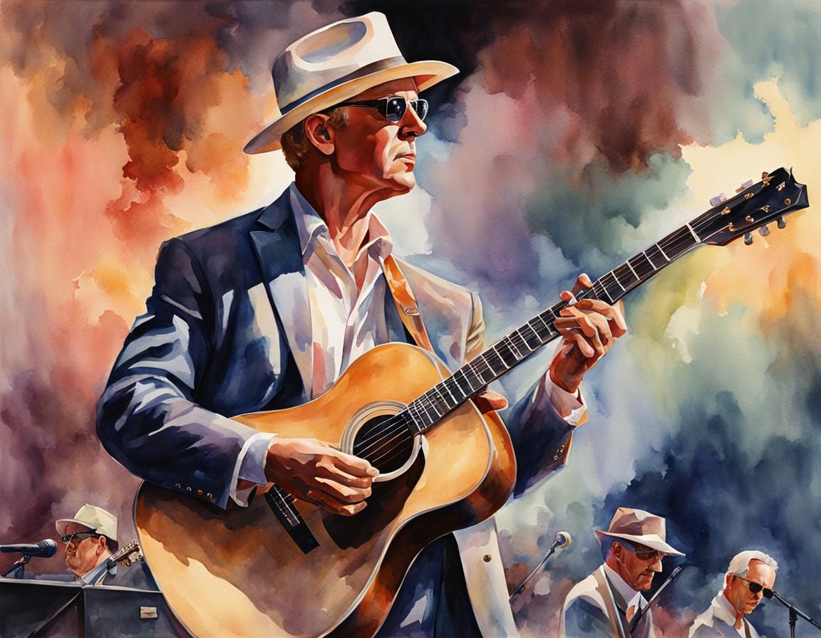 Watercolor Portrait: Guitarist in Concert