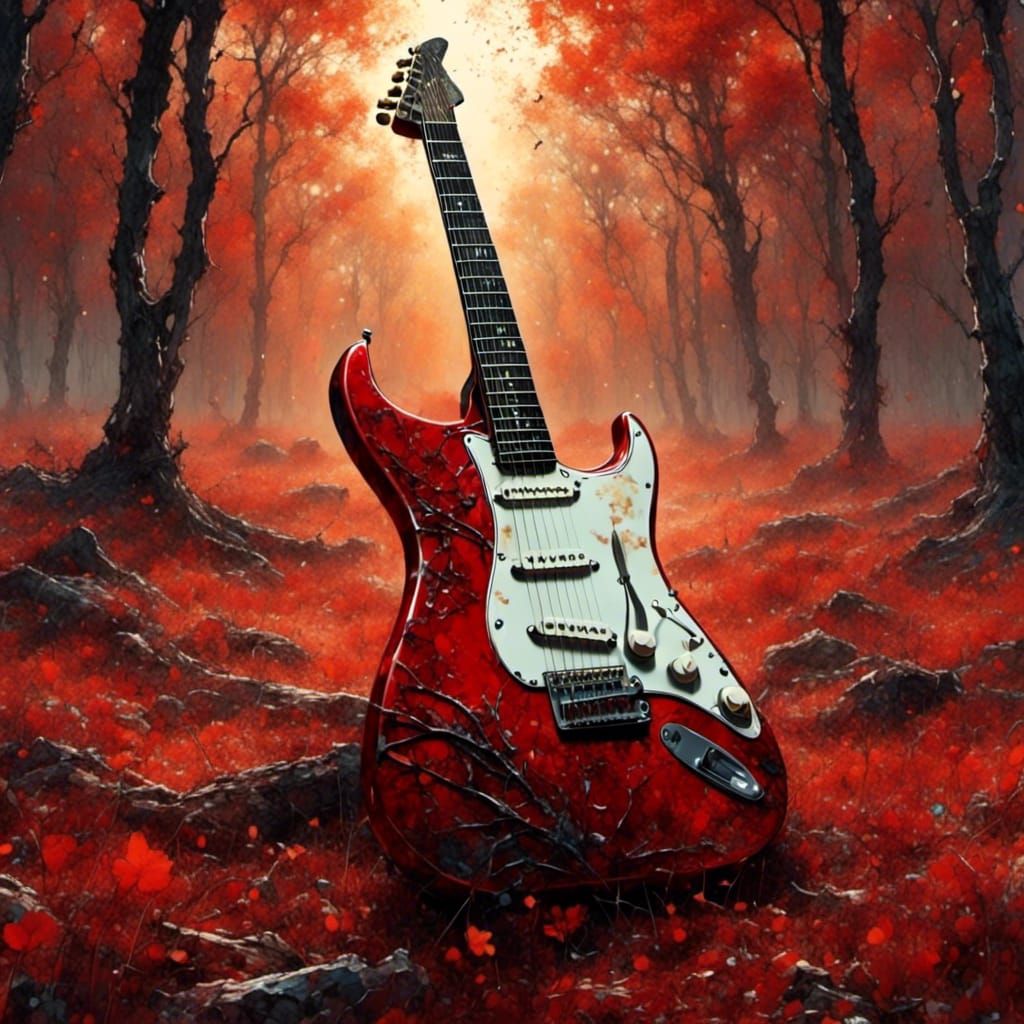 Autumnal Forest Album Cover with Guitarist