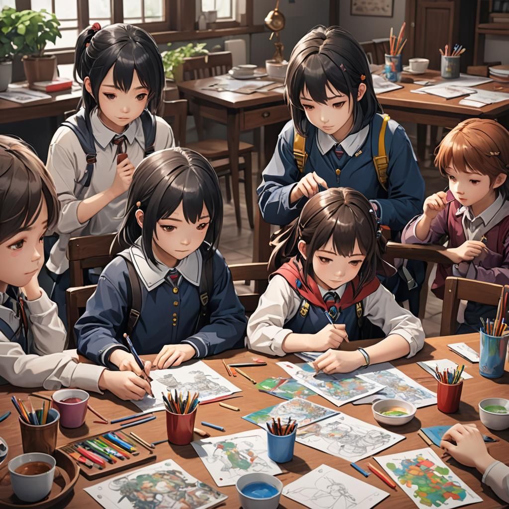 Children Coloring: Detailed 3D Anime Art
