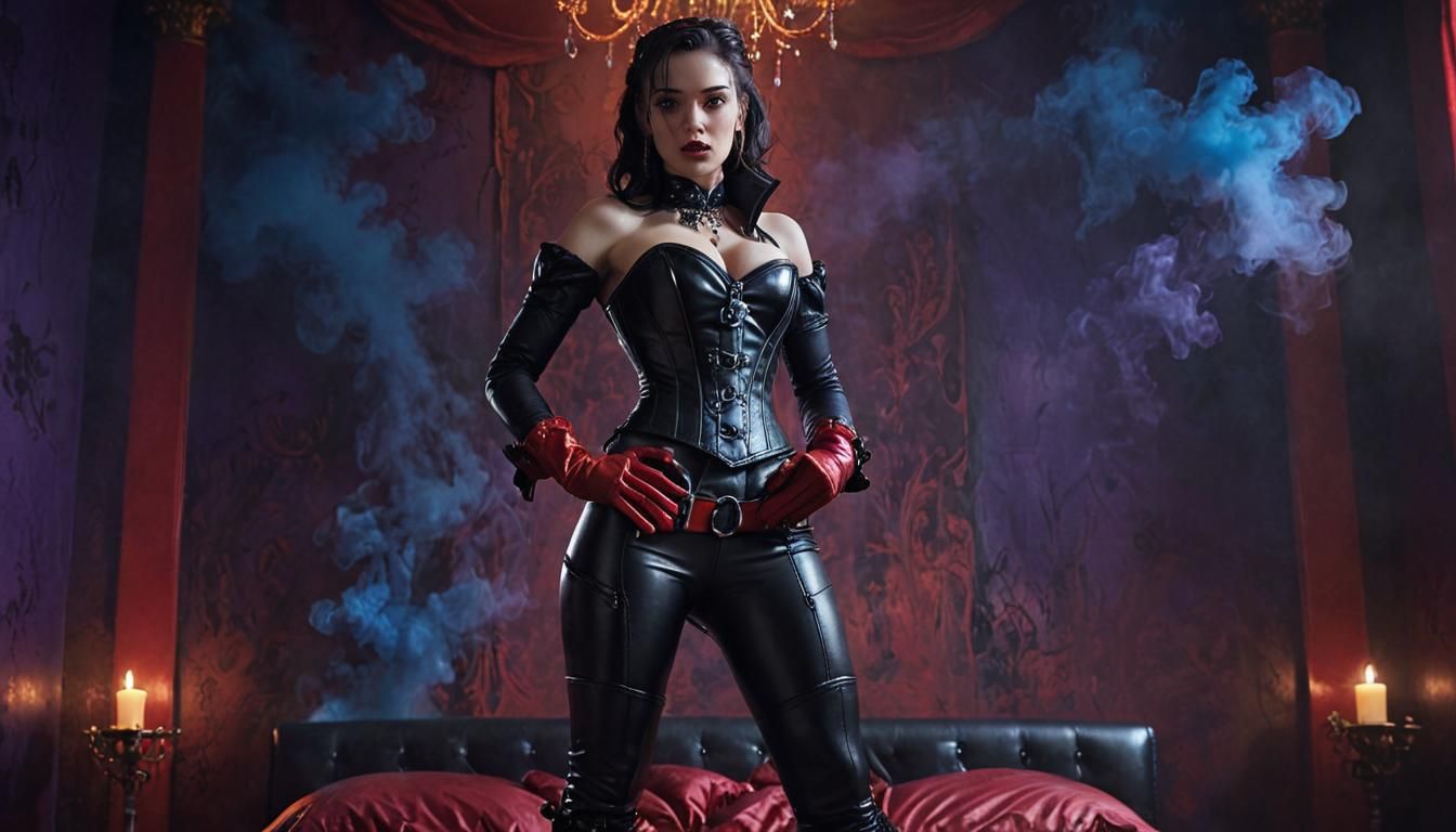 Confident Woman in Corset: Dramatic Fantasy Art