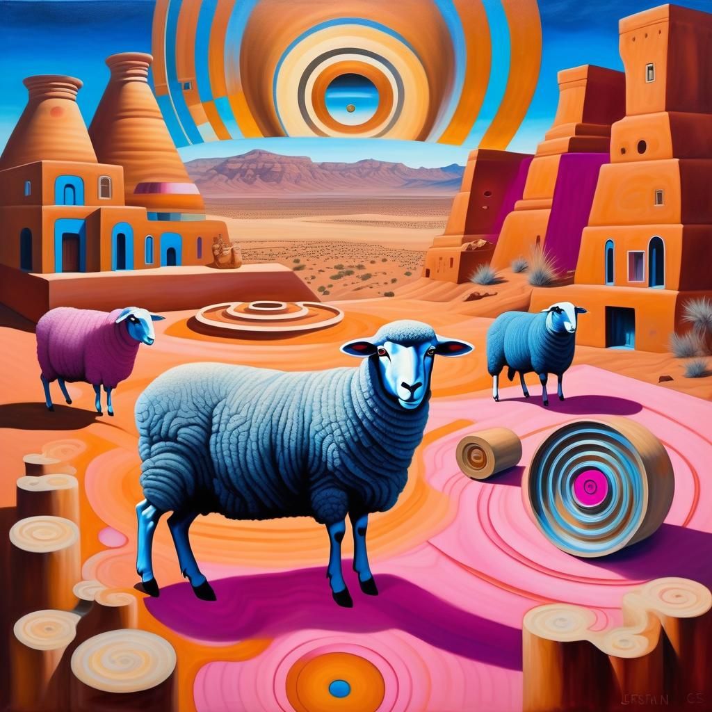 Surreal Oil Painting: Sheep with Power Tools