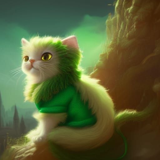 Kitty in Feathered Hat with Mouse: Fantasy Concept Art