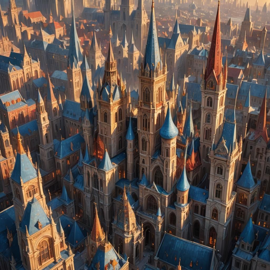 Detailed Fantasy City as Matte Painting