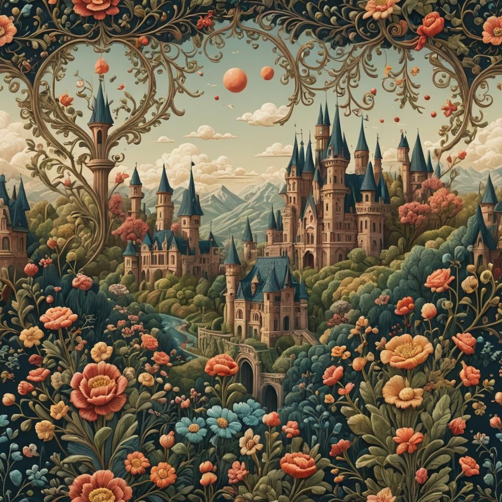 Vintage Embroidery: Retro Style in Detailed Matte Painting
