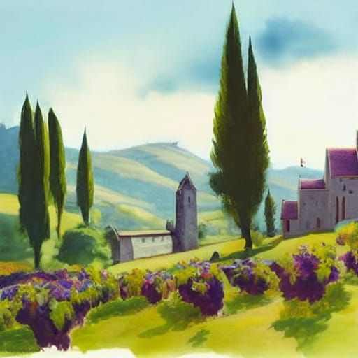 Summer Serenity in Vibrant Vineyards and Rolling Hills