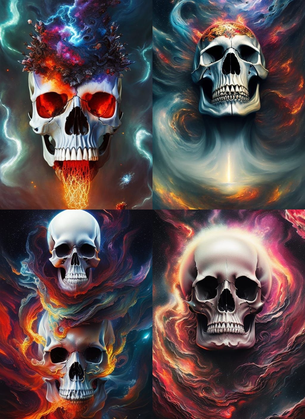 Insanely detailed skull in the cosmos