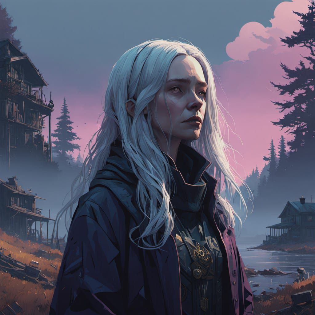 Ethereal Young Woman Lost in Turmoil