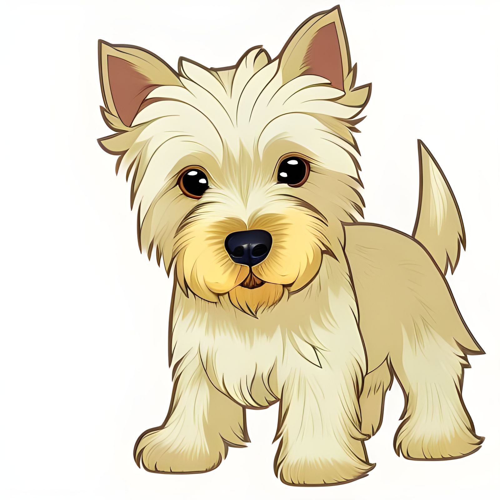 Cartoon Westie Puppy in Kawaii Anime Style