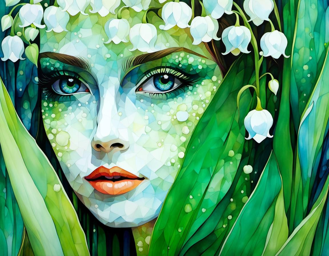 Surreal Lily of the Valley Alcohol Ink Art
