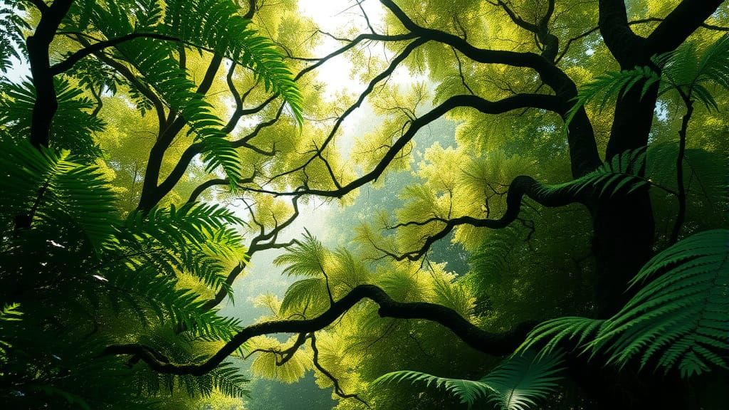Lush Forest Canopy in Dreamy Digital Art