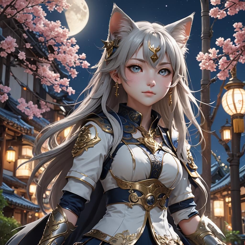 Anime Cat Moon Concept Art in 3D