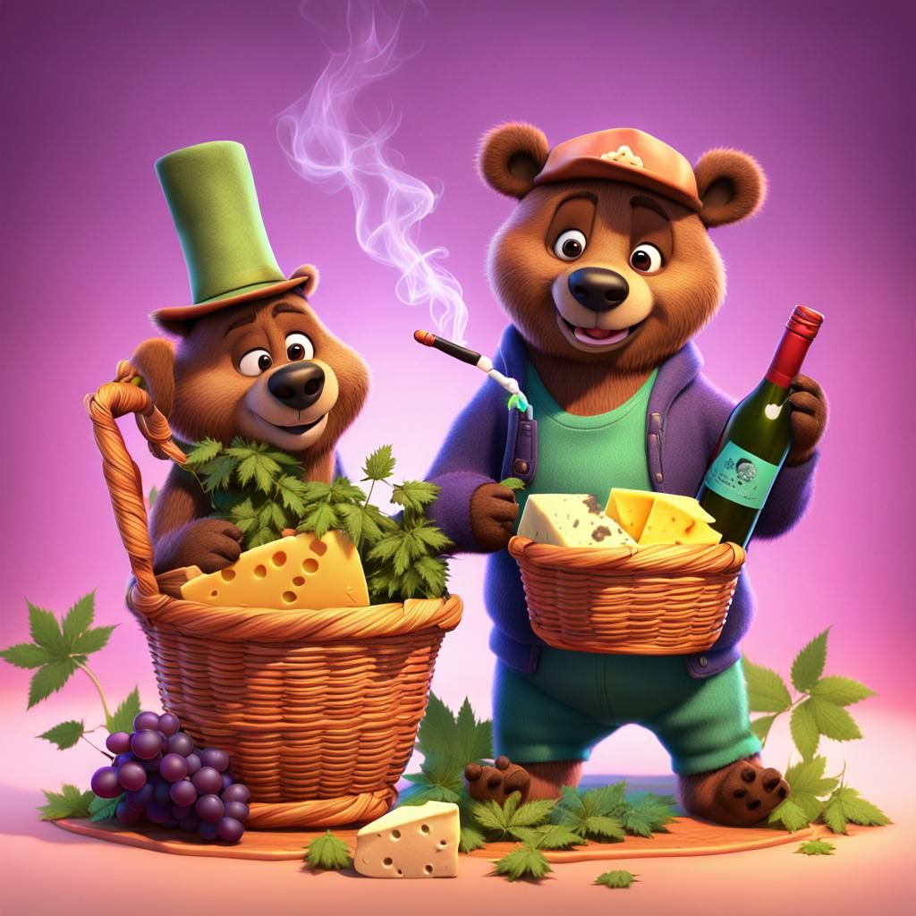 Yogi and Boo Boo Bear Share Picnic, 3D Art