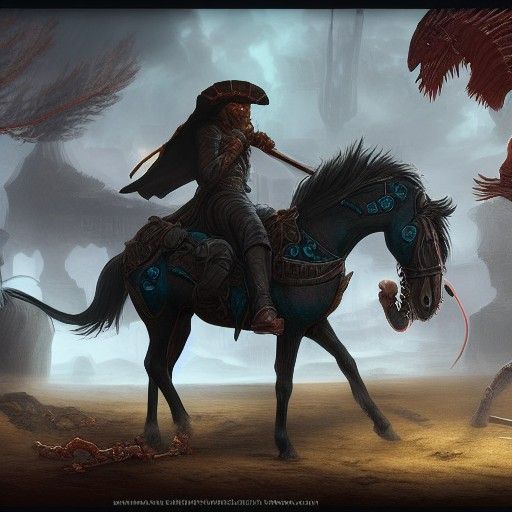 Famine: Horseman of the Apocalypse on Black Horse