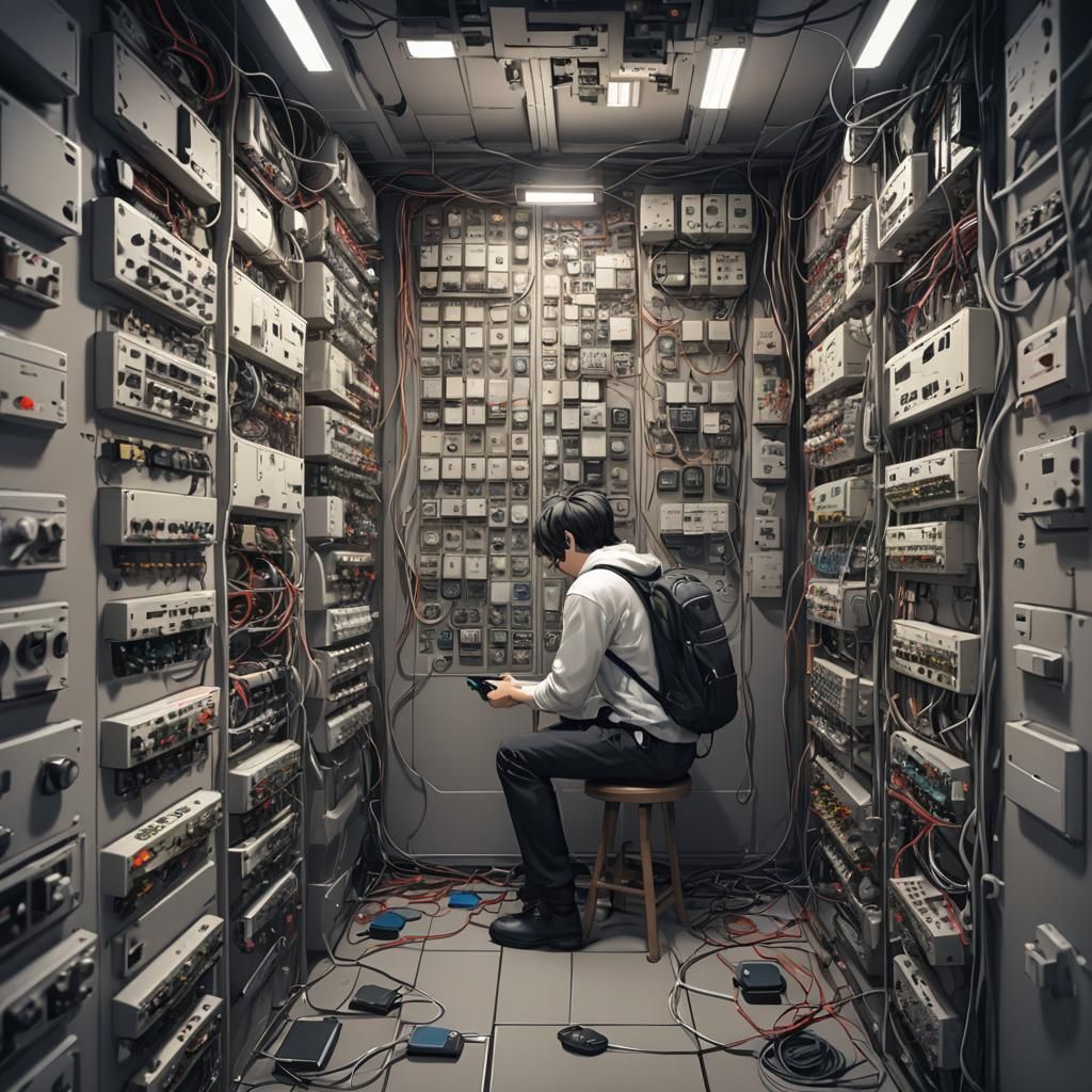 Man Trapped in Switch Room: 3D Anime Art