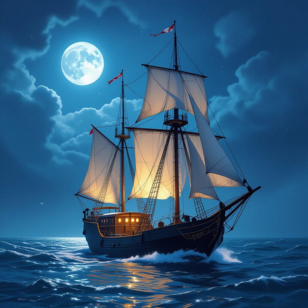 Ethereal Nautical Scene with Uneven Textures