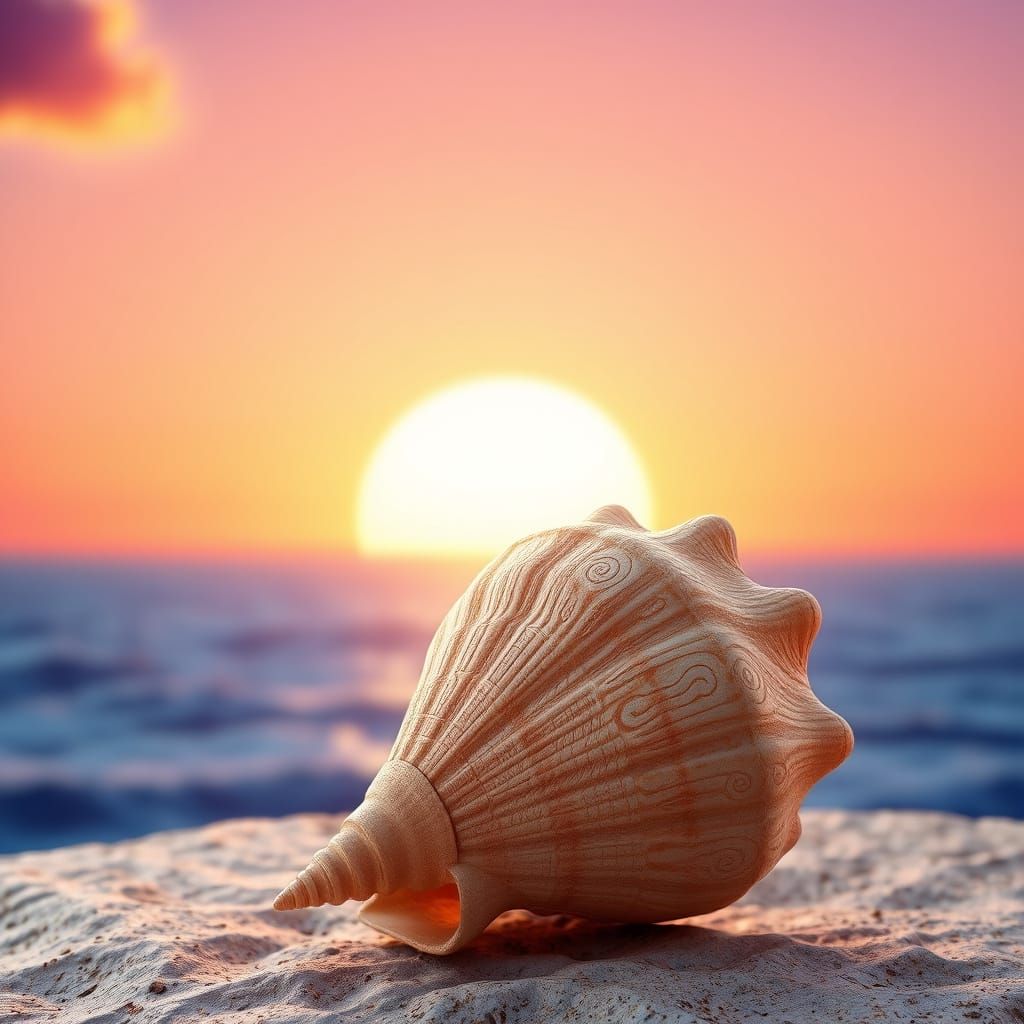 Vibrant Seashell in Sunrise Glory