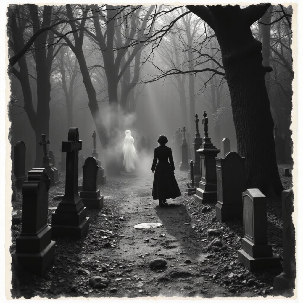 Victorian Ghost in London Graveyard Photograph
