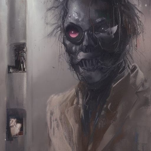 Creepy Shadow Figure as Oil Painting