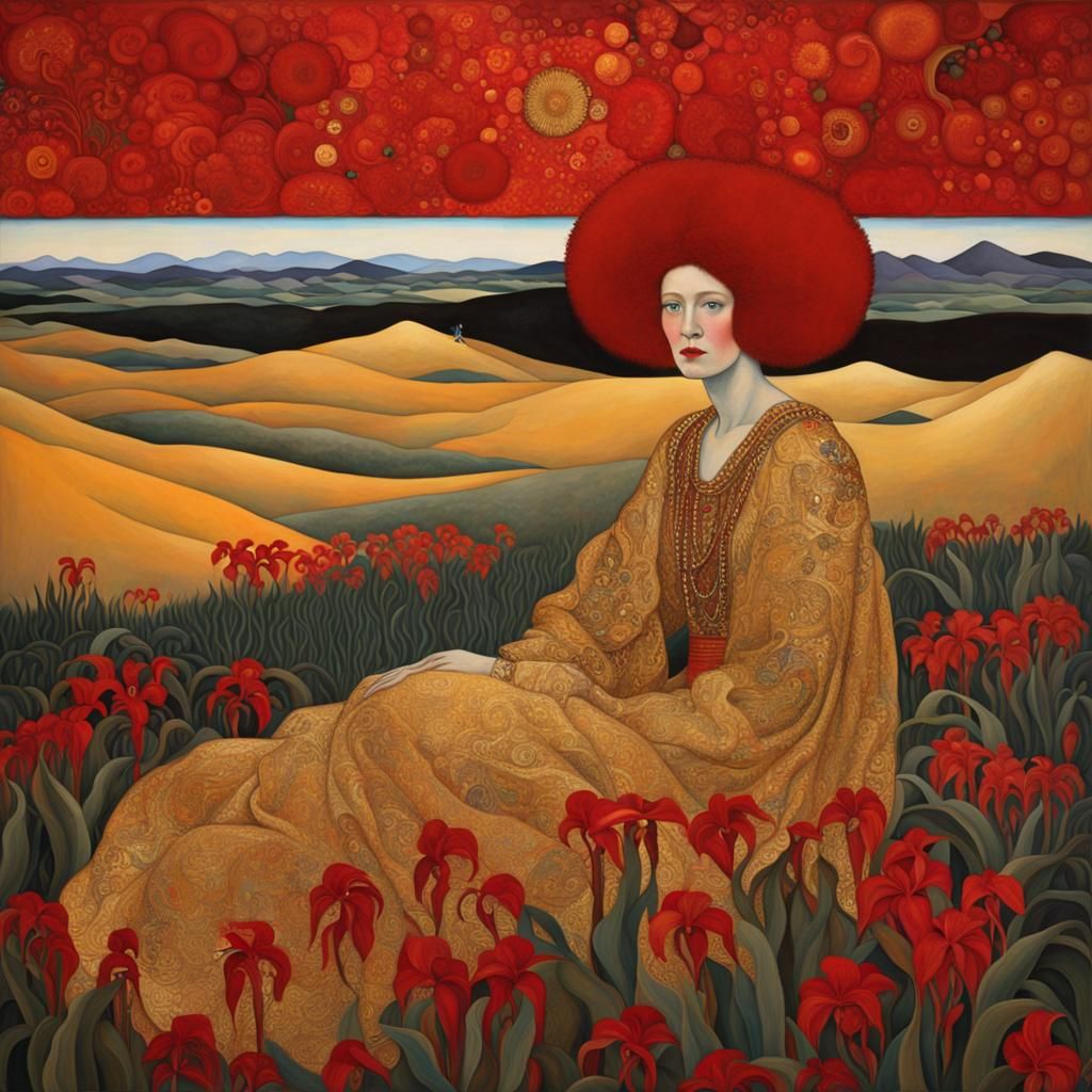 Danae in Klimt Style, O'Keeffe Inspired