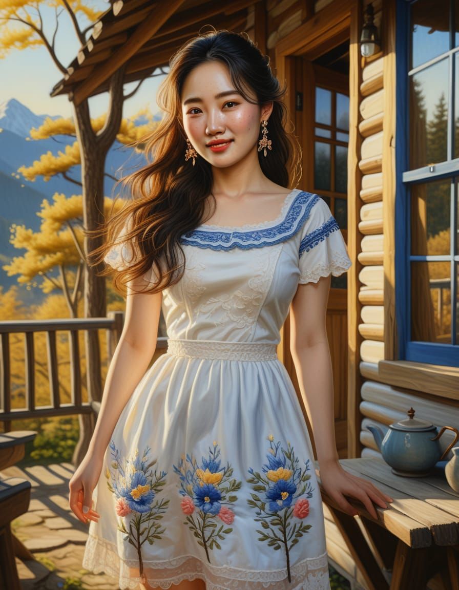 Baroque Portrait of a Korean Woman in Golden Light