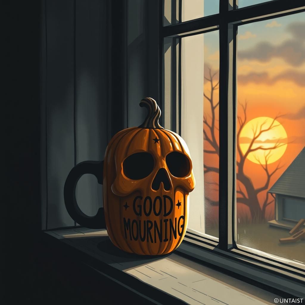 Halloween Skull Mug: A Grim Graphic Design