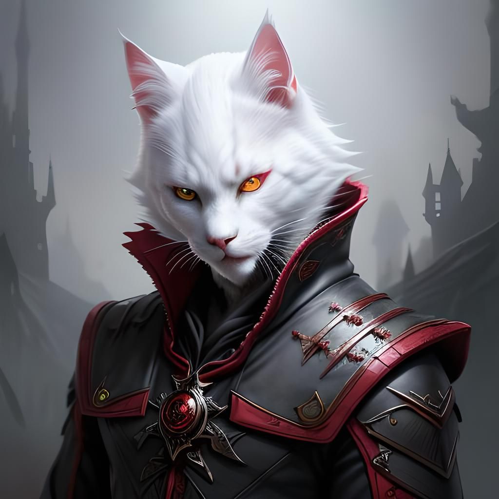 Charming Vampire Cat: Fantasy Digital Art