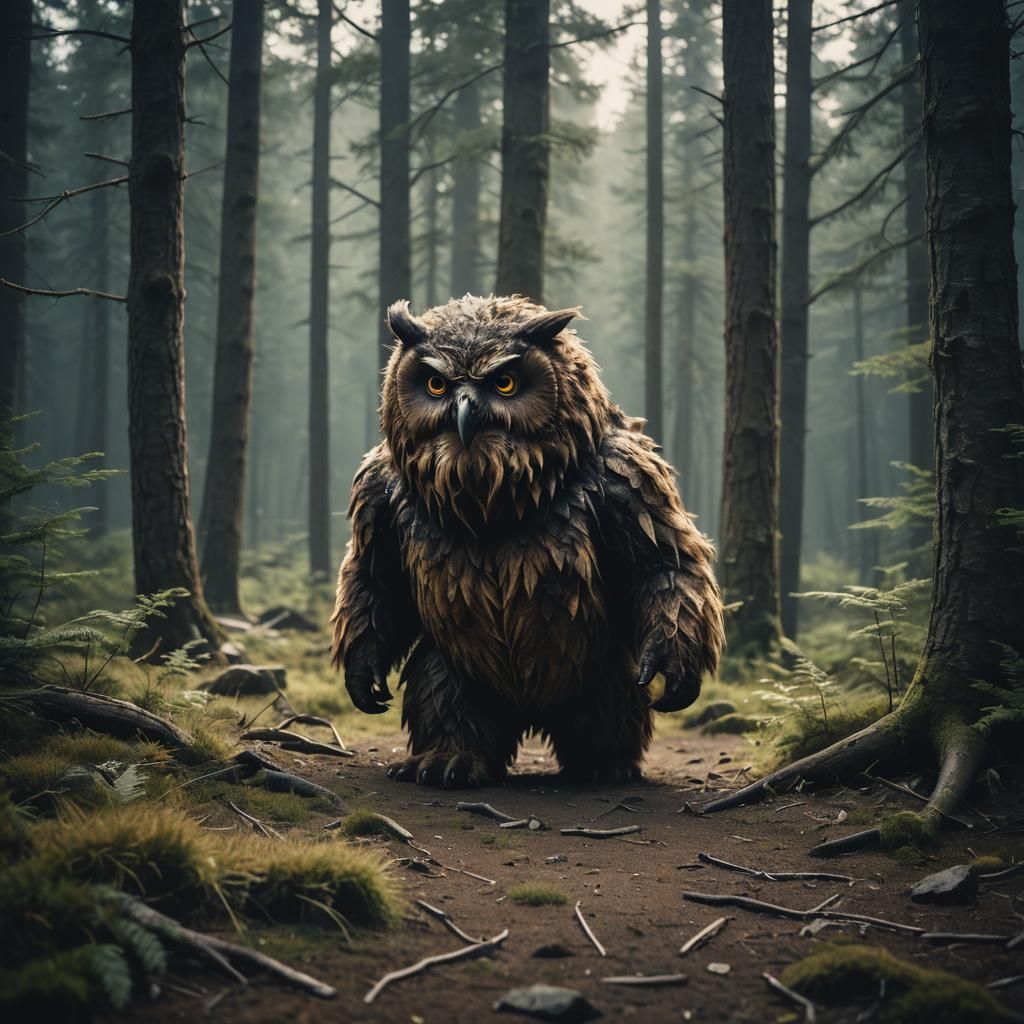 Dramatic Owlbear Cinematic Film Still