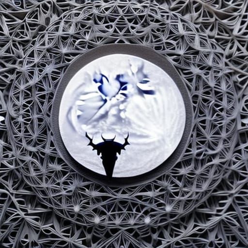 Paper-quilled Intricate Cratered Full Moon with Bat