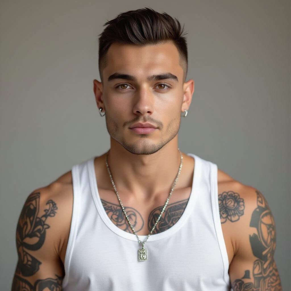 Intense Portrait of a Young Man in Comic Book Style