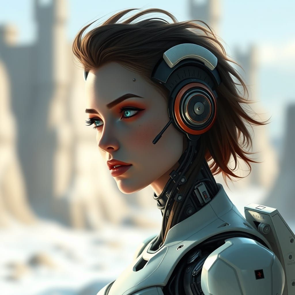 Cyborg Woman in a Harmonious Future
