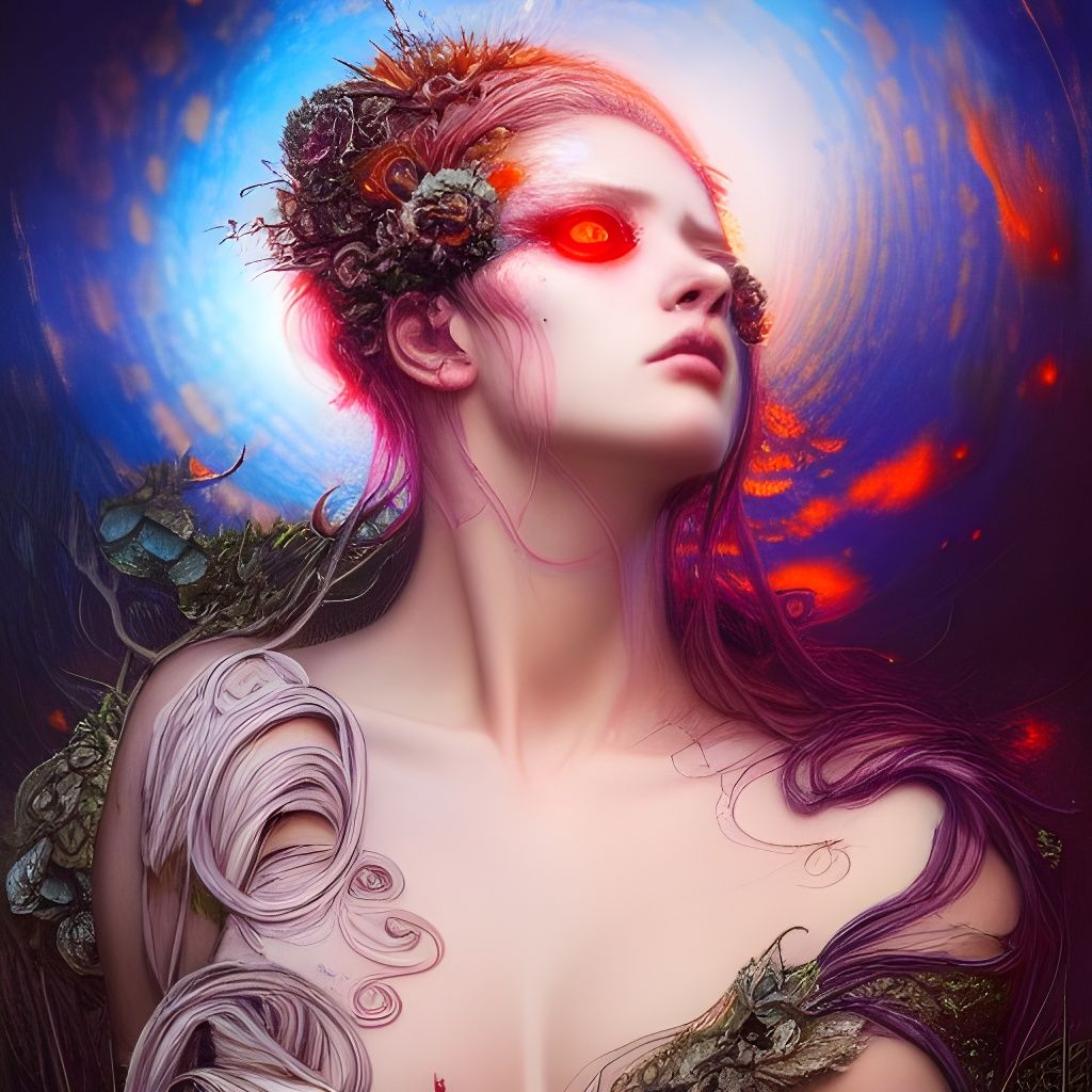 Devastated Goddess Dissolving into Fractal Lights