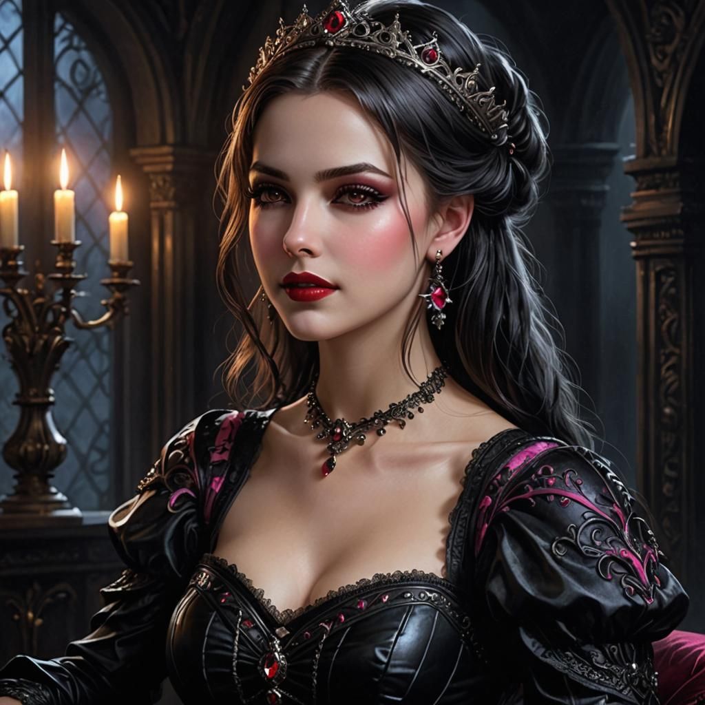 Gothic Medieval Princess in Bedroom, Gothic Art