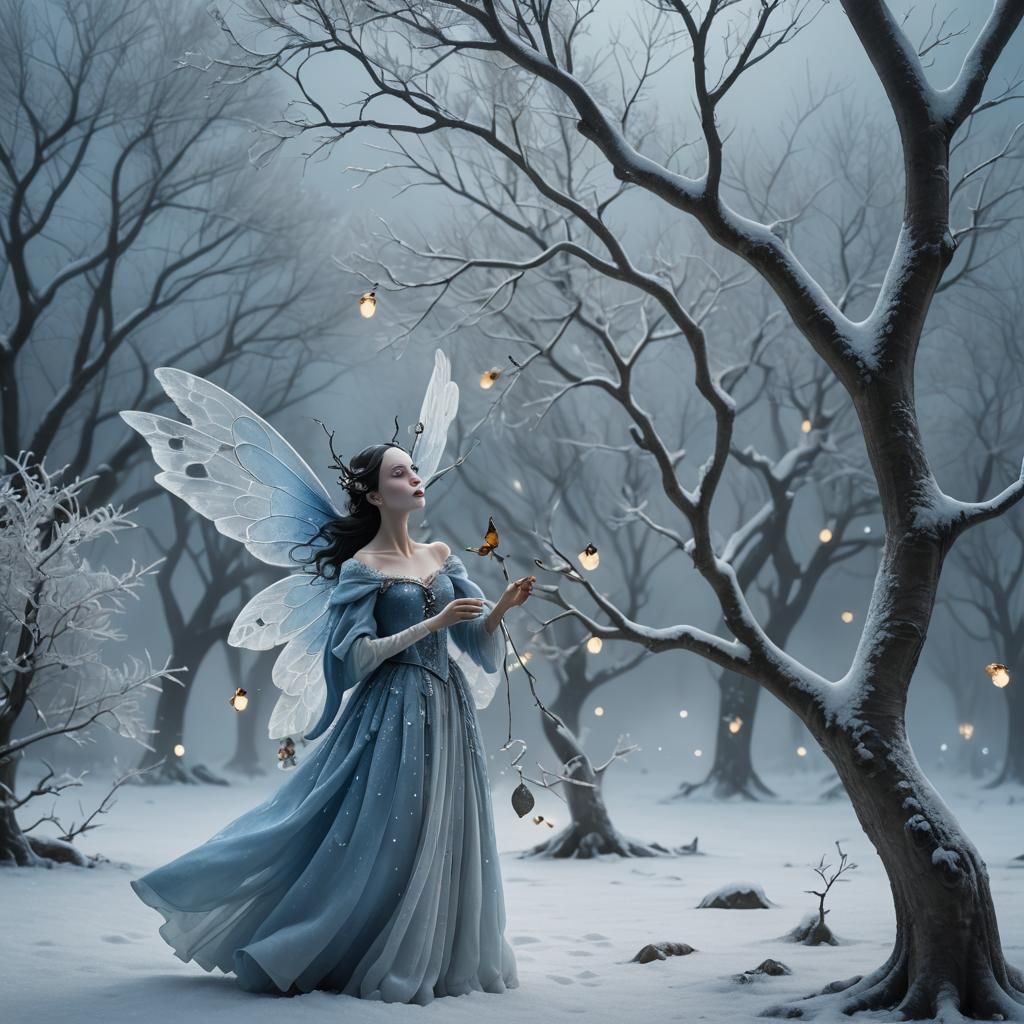 Fantasy Fairy Portrait in Style of Joan Miró and Monge