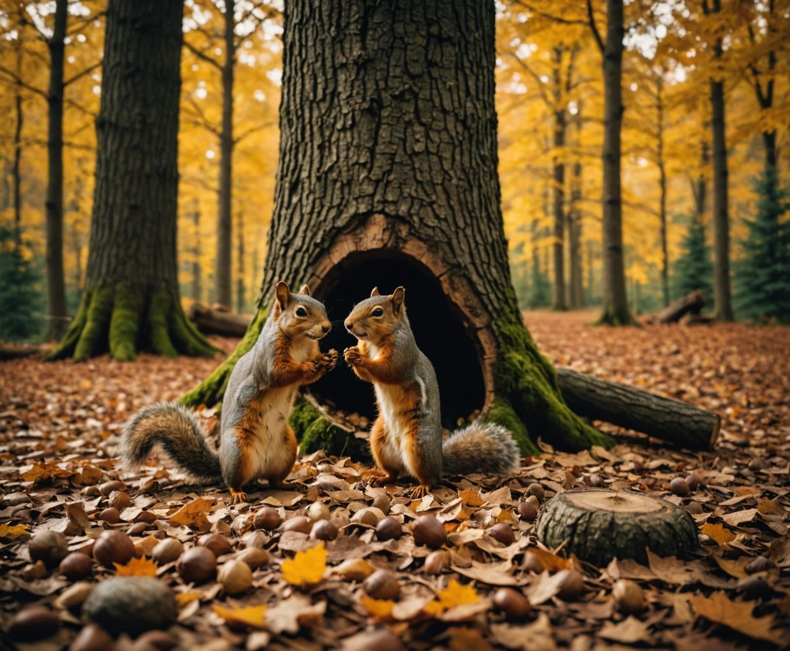 Squirrels Celebrate Autumn Harvest in Cinematic Style