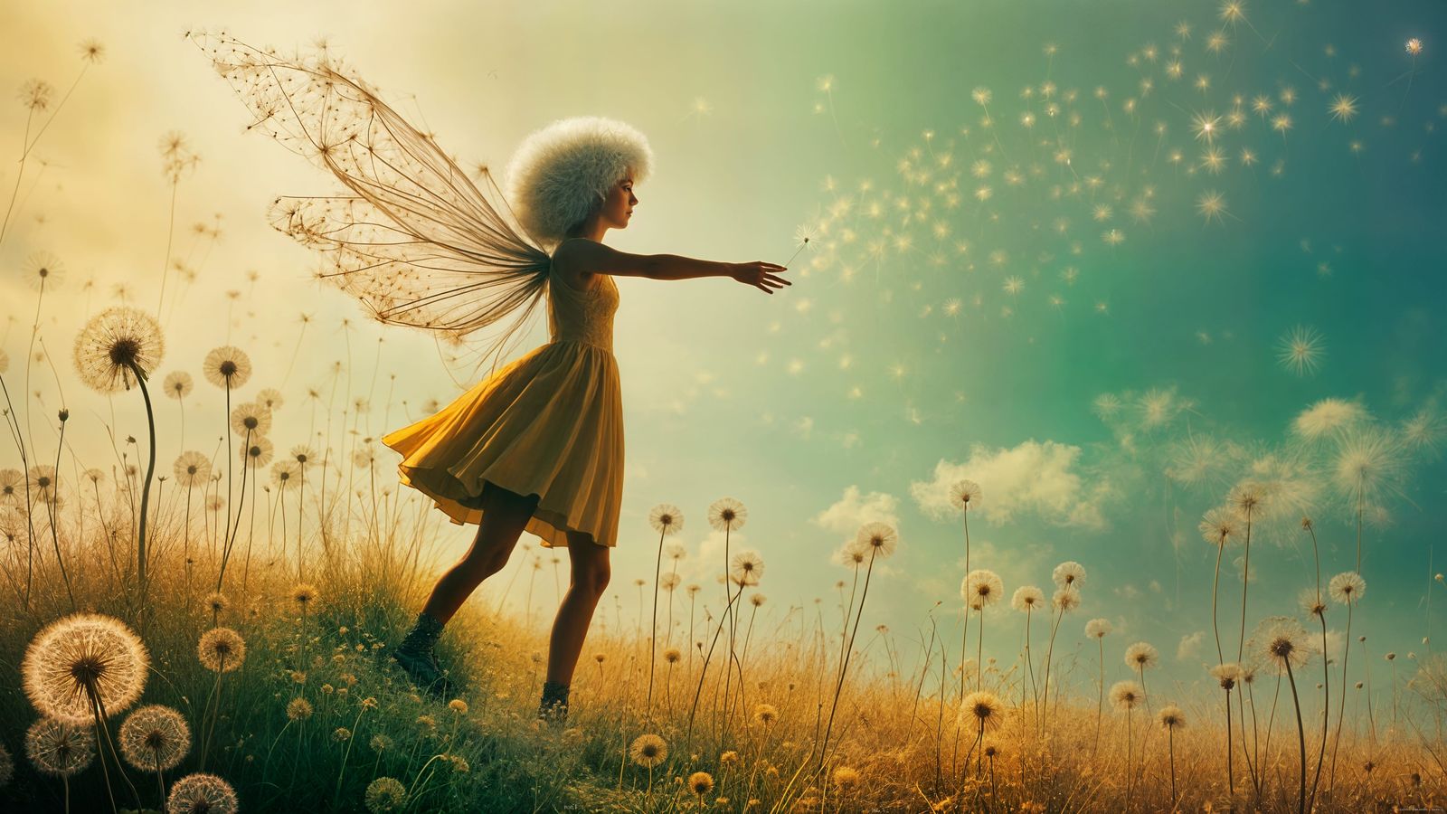 Dandelion Fairy with Intricate Body Art
