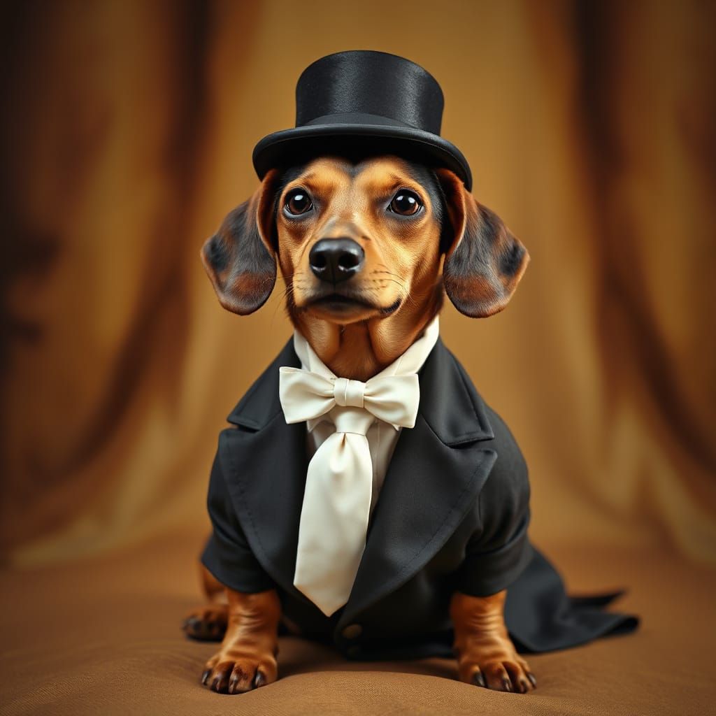 Regal Dachshund in Formal Attire