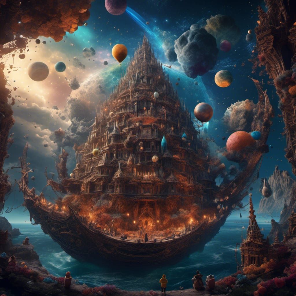 Celestial Being Weaving Destiny Tapestry in Surreal Scene