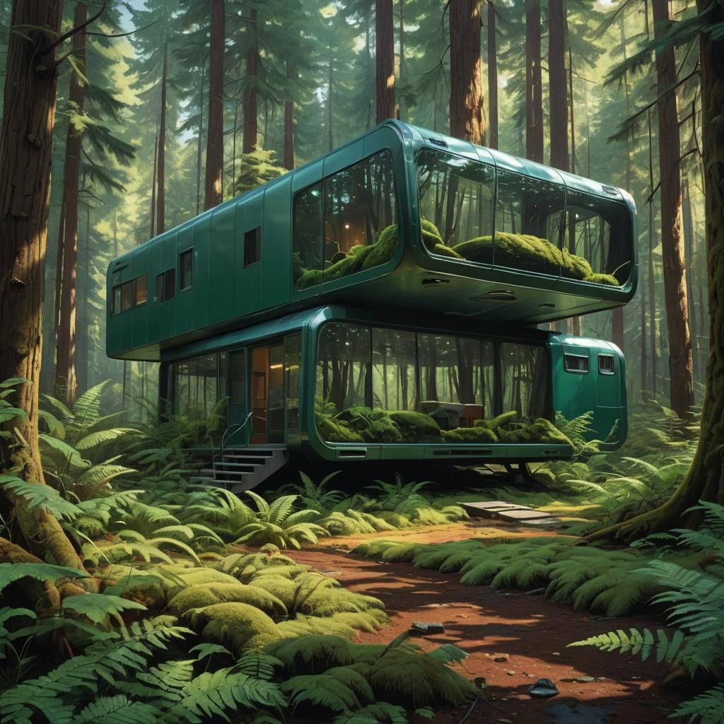 Cabin in Forest, Hyperrealistic Concept Art