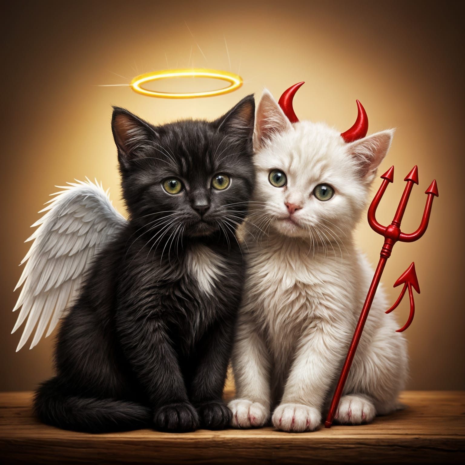 Angelic Kitten Meets Mischievous Devil