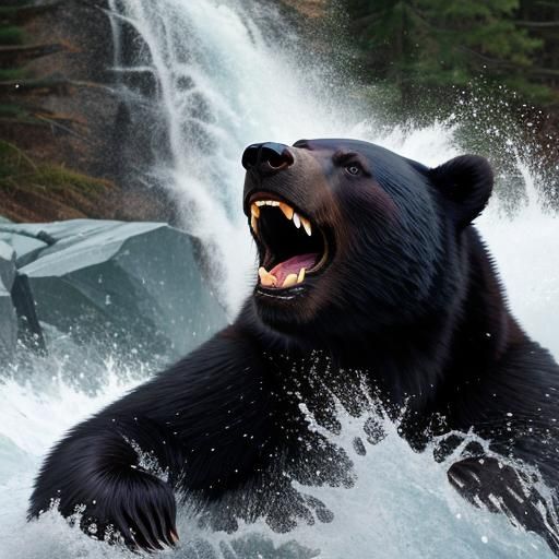 Black Bear Roaring at Another Bear