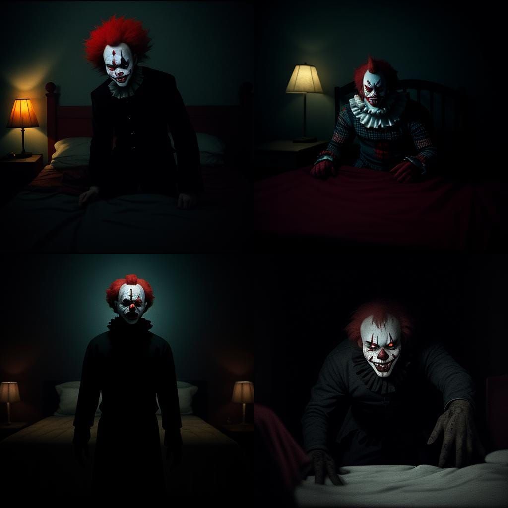 Menacing Killer Clown in Cinematic Film Still