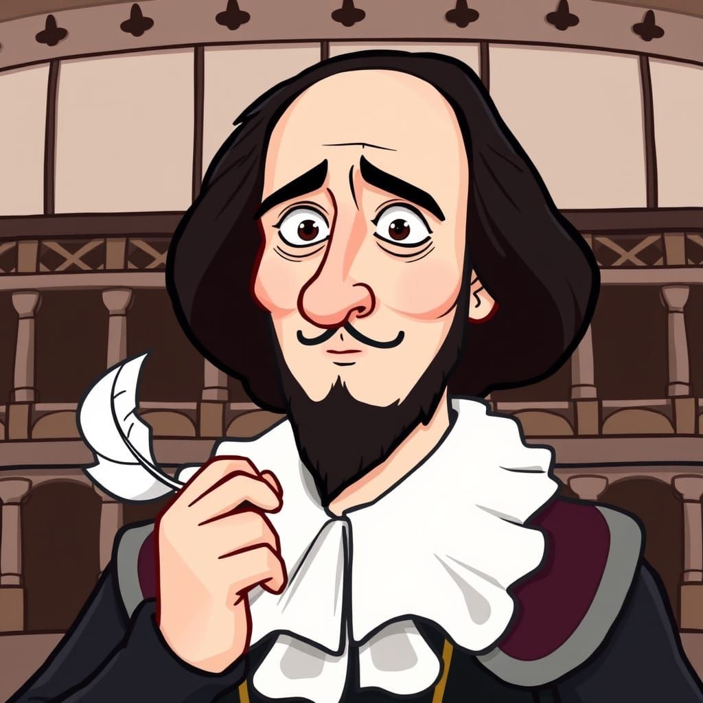 Cartoon Portrait of Shakespeare in Samurai Jack Style