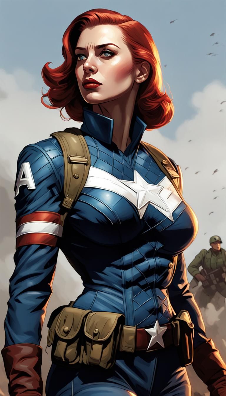 Female Captain America in WW2 Style of Edwin Georgi