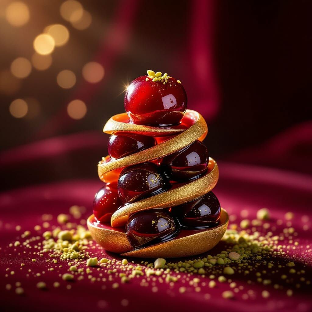 Avant-Garde Cherry Dessert Photography