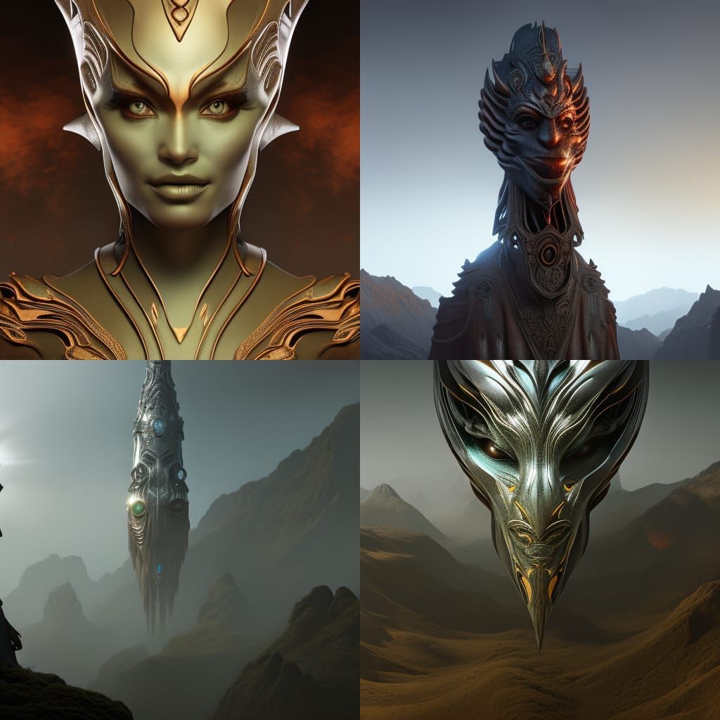 Fantasy Alien Portrait in Detailed Matte Painting