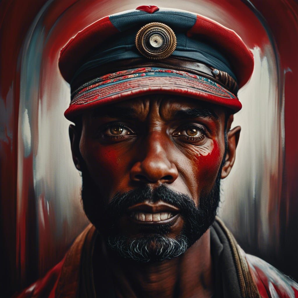 Detailed Portrait of a Man in Hypermaximalist Style