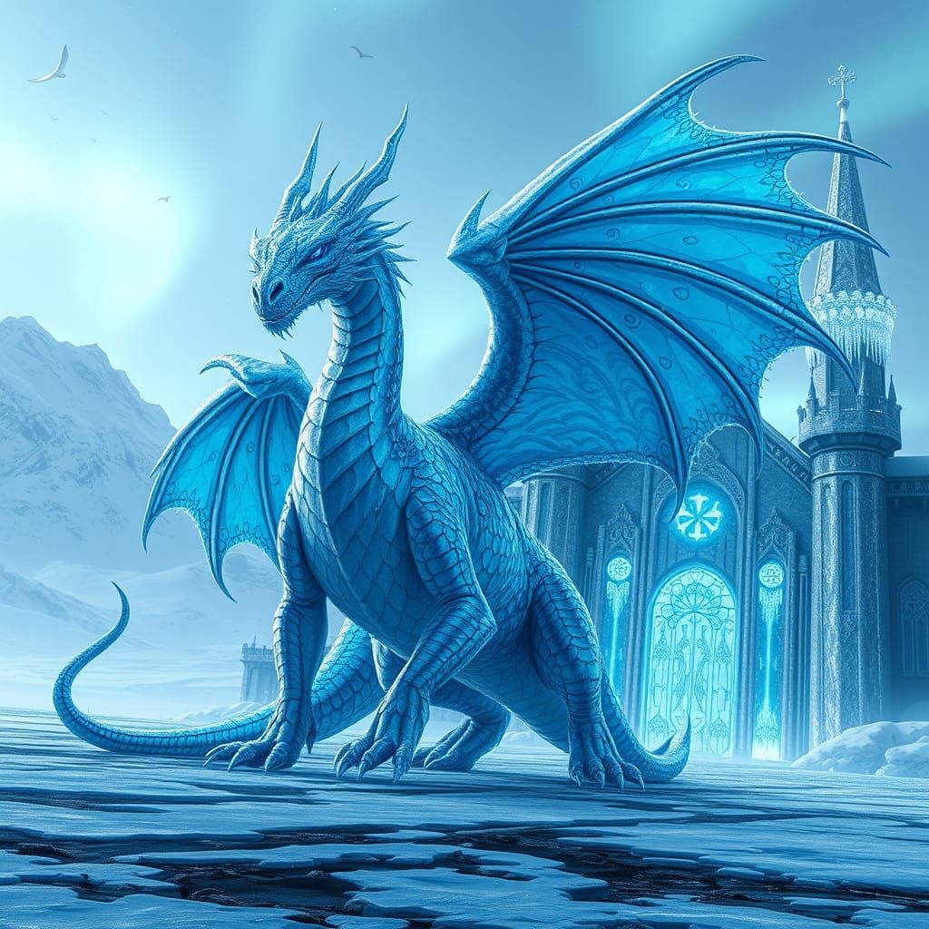 Ethereal Ice Dragon Guardian of the Glacial Kingdom