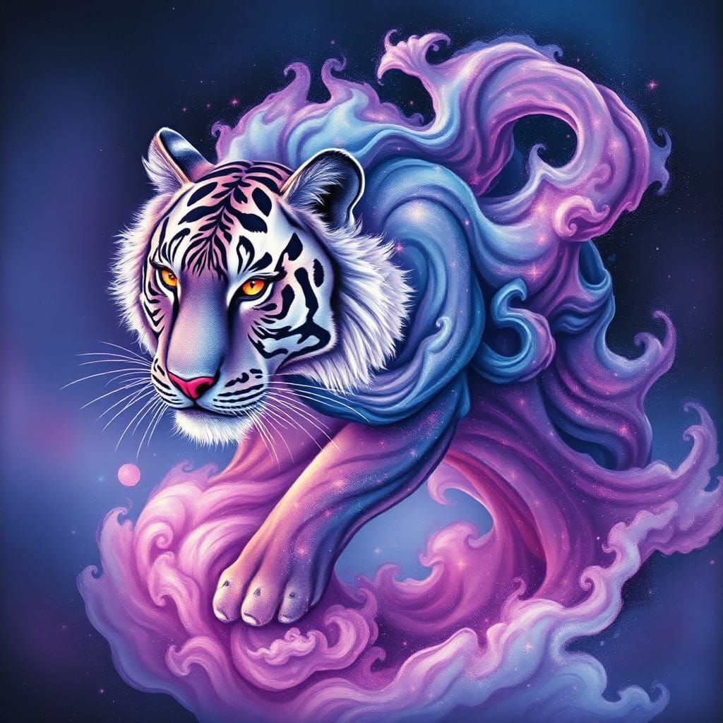 Nebula Tiger: An Astral Cosmic Illustration