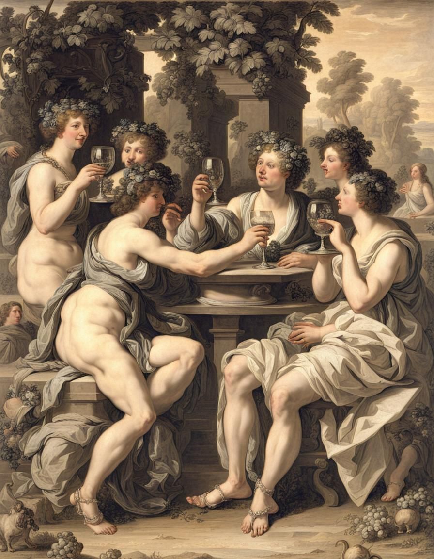 Bacchus Surrounded by Adoring Women with Wine