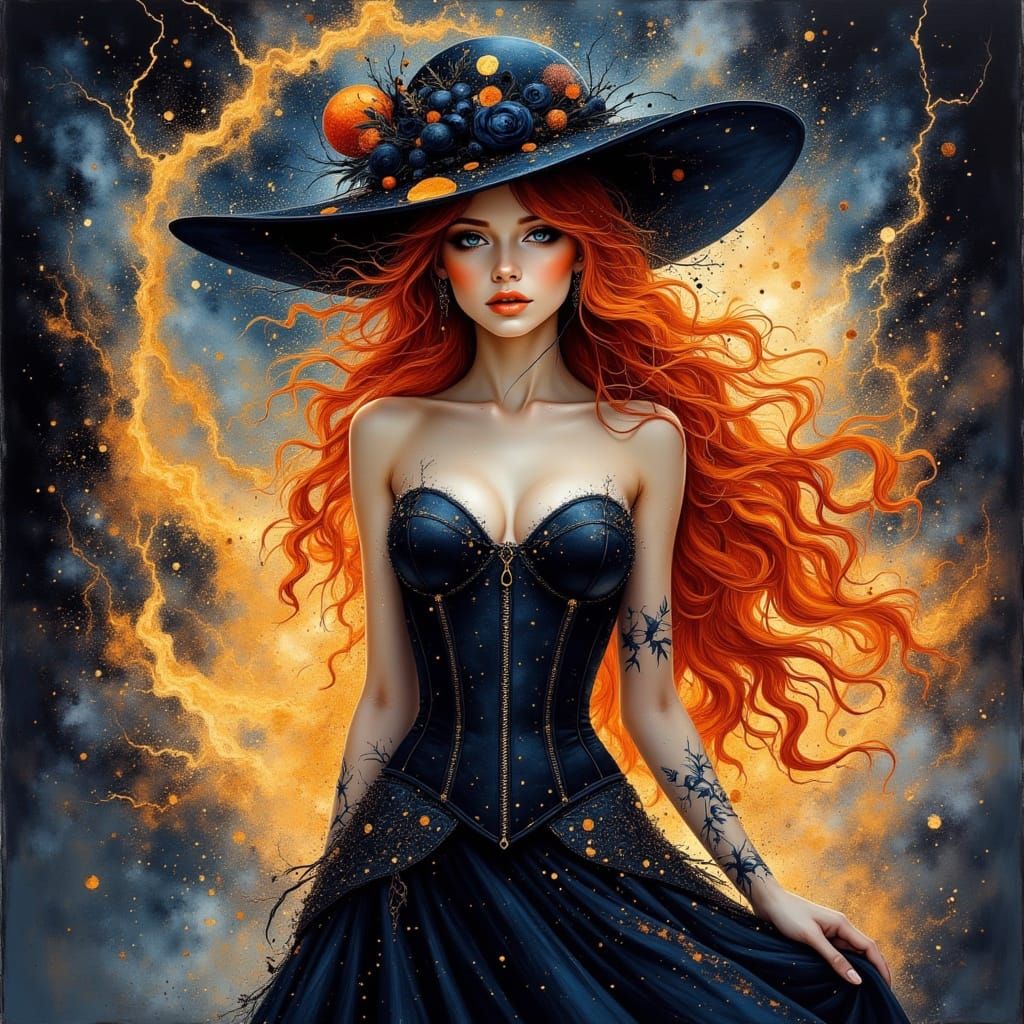 Elegant Futuristic Lady in Cosmic Anime Style